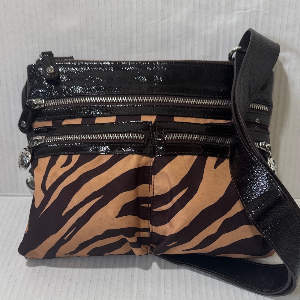Authentic Brighton Animal Print Crossbody Bag Adjustable Strap Multi-Pockets